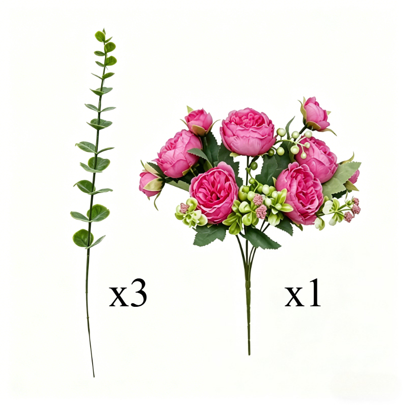 TEMU 4pcs Realistic Blooming Peonies Artificial Flower Bouquet With Greenery - Full Table Centerpiece Suitable For Wedding, , Valentine's, Spring