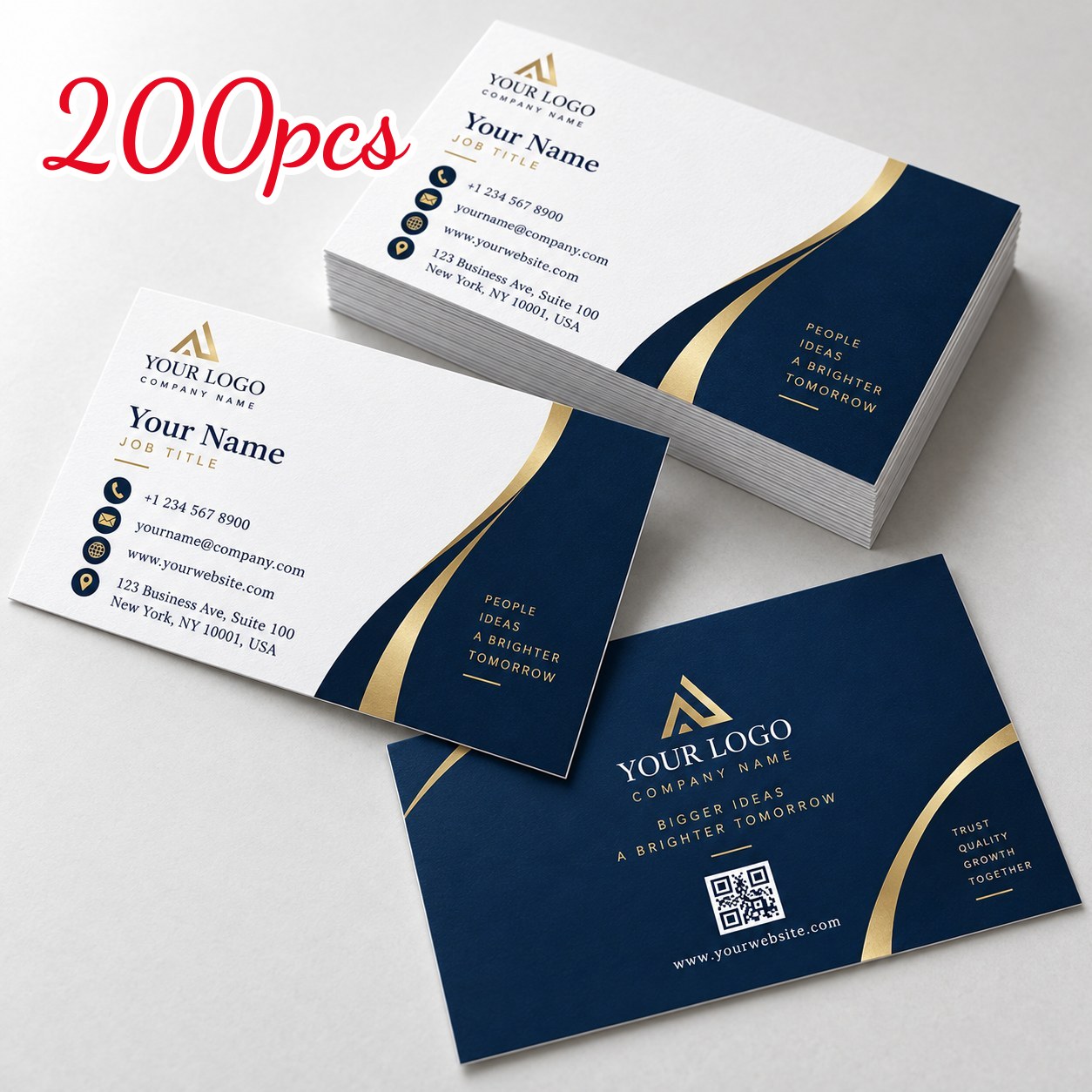 TEMU Custom 100/200pcs Cards, Stock, Surface, Your , Modern Minimalist Style Contact Cards, Suitable For Business Communication, Company Promotion,