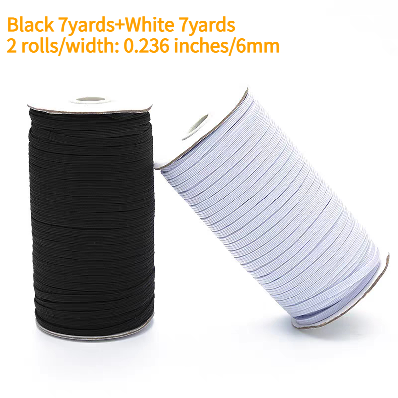 TEMU 2 Rotoli di Elastici ad Elasticit� da 7 Yards e da 7 Yards, 0.236 Pollici/6Mm, Cordini Elastici Resistenti, Adatti per Cucito, Artigianato e