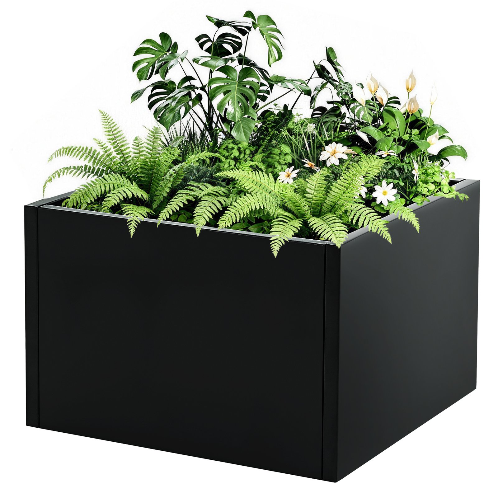 Image of 1pc Black Metal Freestanding Cultivation Box With Snap Lock Assembly Integrated Bottom Base 46cm X 46cm X 30cm Elevated Outdoor Planter For Patio Backyard Vegetable Flower Planting