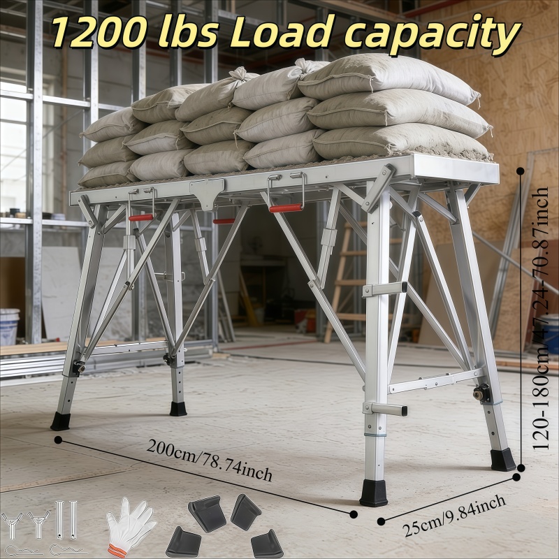 Temu – TEMU Household Work Platform Ladders And Scaffolding, With A Sturdy Frame And Foldable Design For And Transportation. Use With . Suitable For