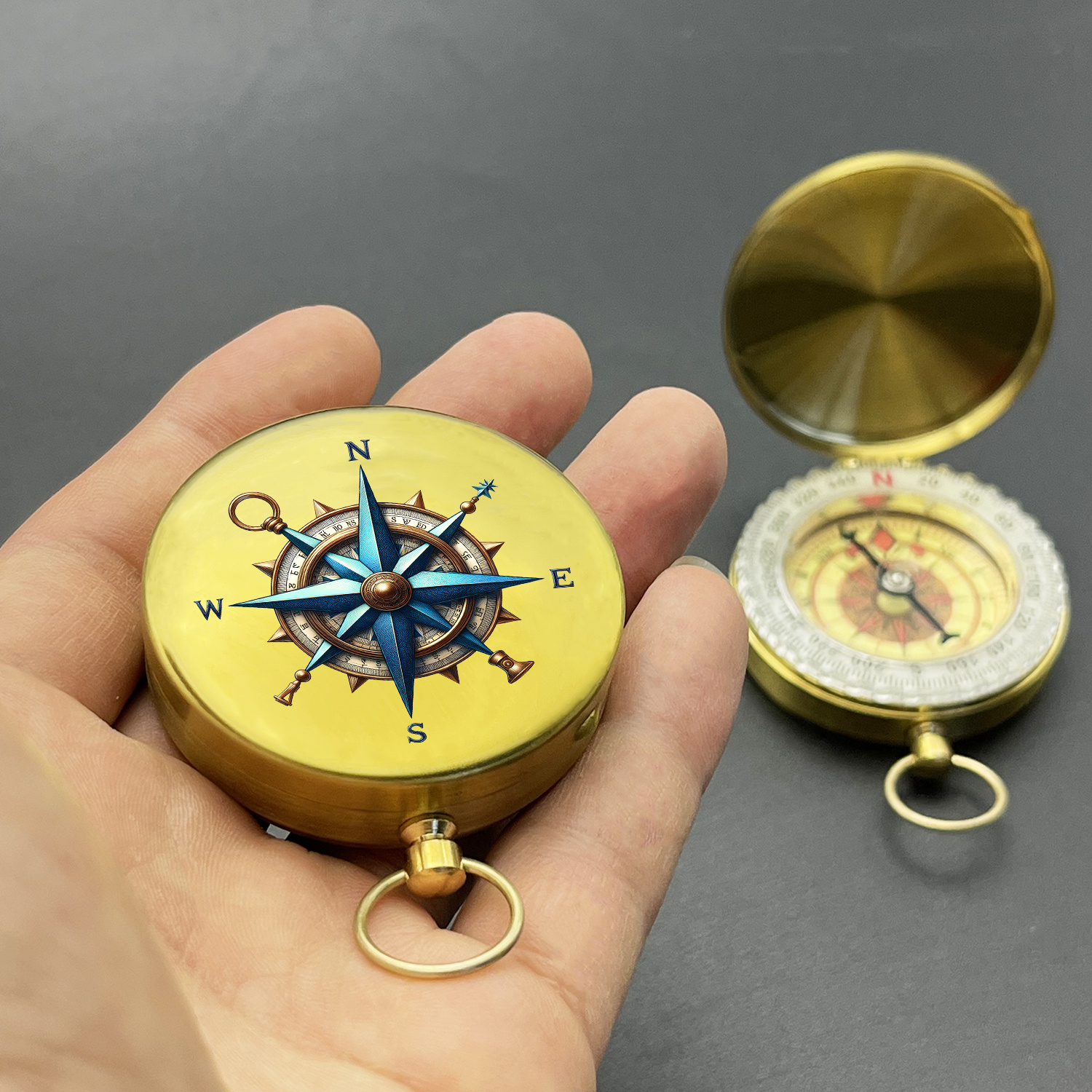Portable Pocket Compass with Color-Coded Needle for Navigation