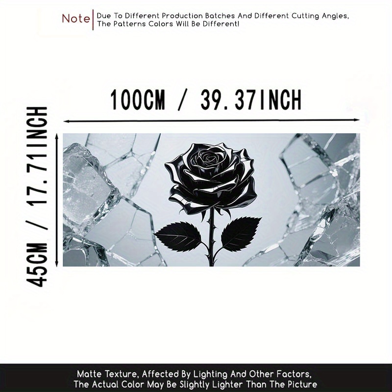 TEMU 2d Flat, 2d/flat, 1pc Black Rose Pattern Static Cling Film, Translucent Pvc Static Adhesive Glass Door And Window Decoration, Removable And