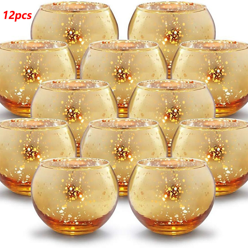 TEMU Set Of 24/12 Glass Candle Holders, In Multiple Colors, Perfect As Decorative Accessories For Holiday Parties, Weddings, Birthdays, Home Decor,