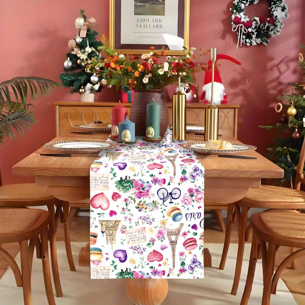 

1pièce Décoration de table de restaurant pour la Saint-Valentin avec un motif floral de Eiffel, un cœur en de cœur et un de table pour , à manger et .