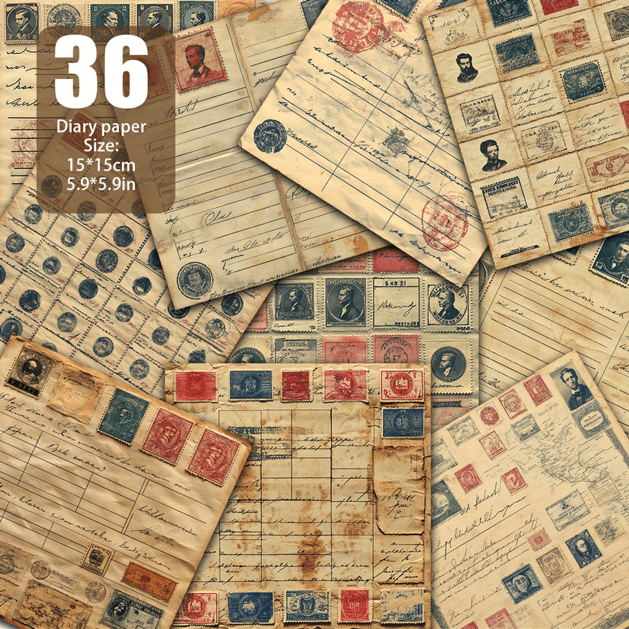 E-shop Vintage-Poststempel handgeschriebenes Quittungsmuster -Papier, Handpapier geeignet für Grußkarten, Junk-Tagebuch-Hintergrundkartons,