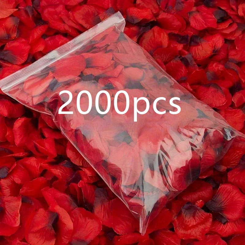 

2000pcs Romantic Red Artificial Rose Petals - Fabric Flower Swags For Valentine's Day, Wedding, Party, Event, And Home Decor - No Electricity Or Battery Needed