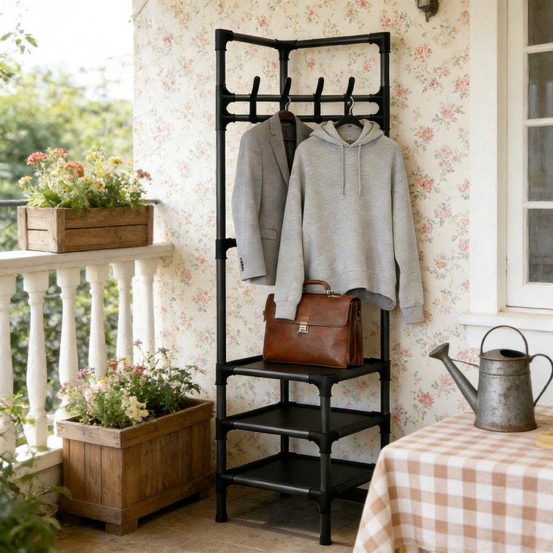 Sturdy Freestanding Coat Rack with a Tall Design and Multiple Sets of Hooks, Suitable for Entryways, Bedrooms, and Living Rooms. Hanging Clothes and Bags Is More Convenient and Organized