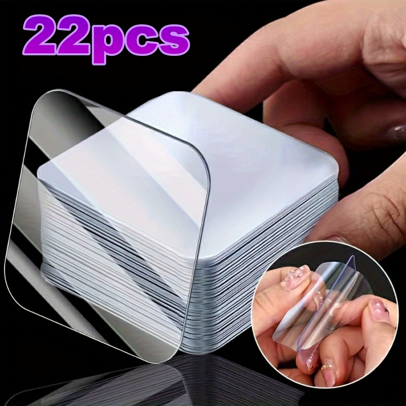 TEMU 22pcs Super Strong Double-sided Tape, Transparent, No Drilling Or Nails Required. Suitable For Plastic, Glass, Metal, Stone, Drywall, And Other