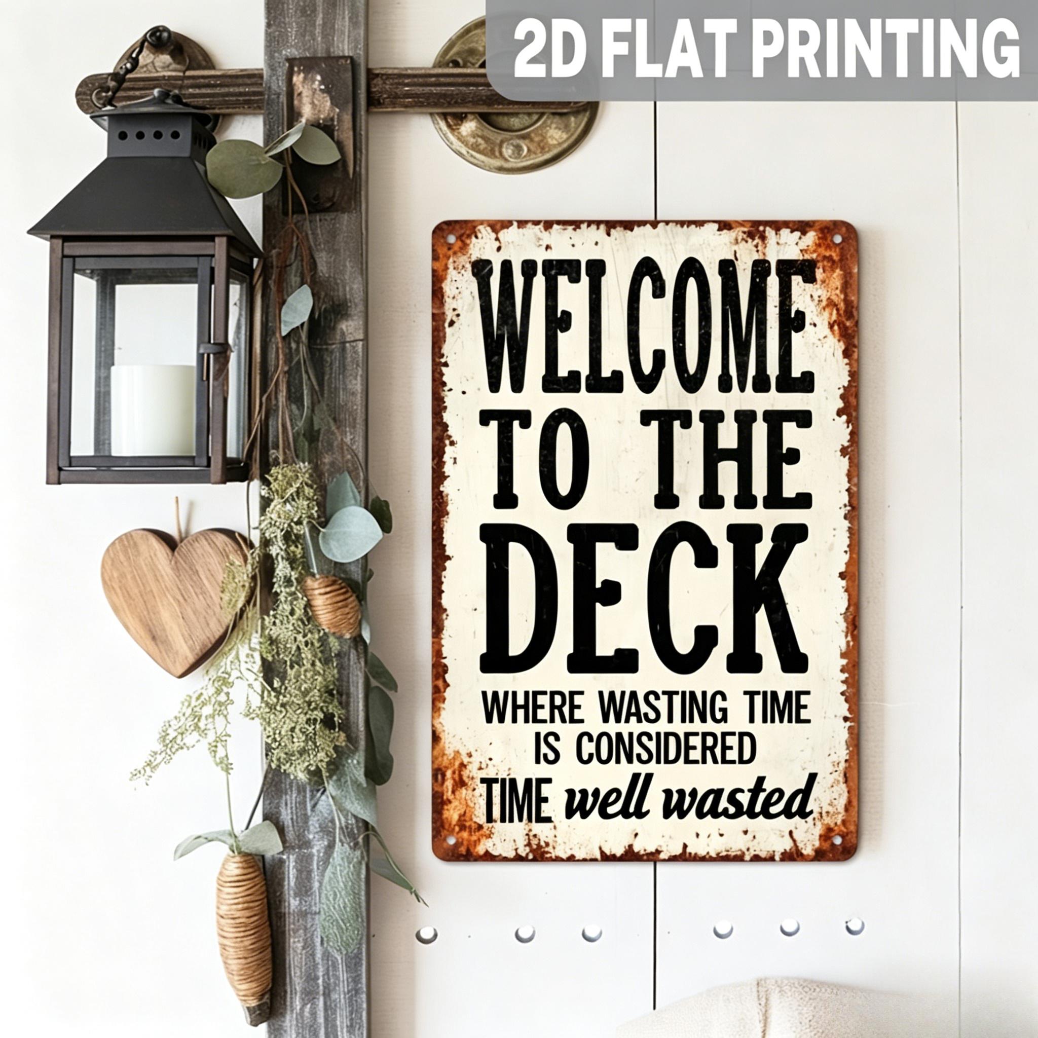 TEMU 2d Flat, 1pc Fun Welcome To , Time , Wooden Decorative Sign, Inspirational Outdoor Space Wall Hanging, Suitable For Courtyard, Backyard, Porch,