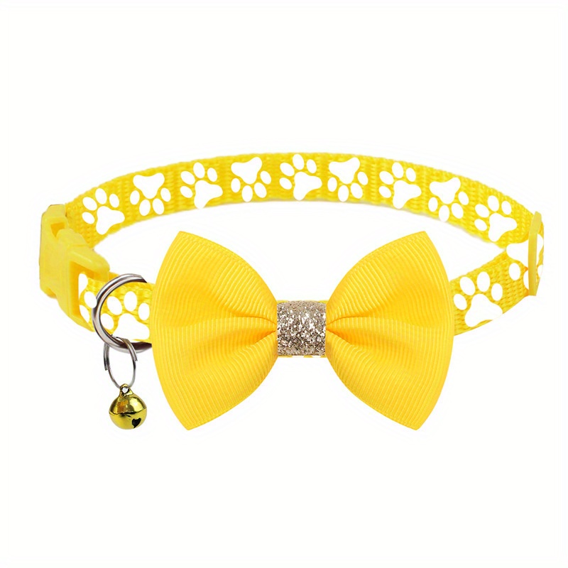 1pc pet collar with adjustable cute bow tie collar design   black gray brown with paw print pattern durable polyester material suitable for small and large dogs and cats for daily use and special Product details 14