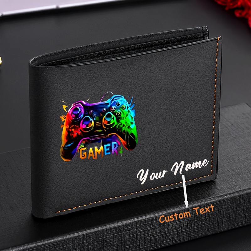 TEMU 1pc Personalized Custom Name Wallet | Game Controller Pattern, Fashionable Casual, Lightweight, Suitable For Daily Use, Perfect Christmas Gift,