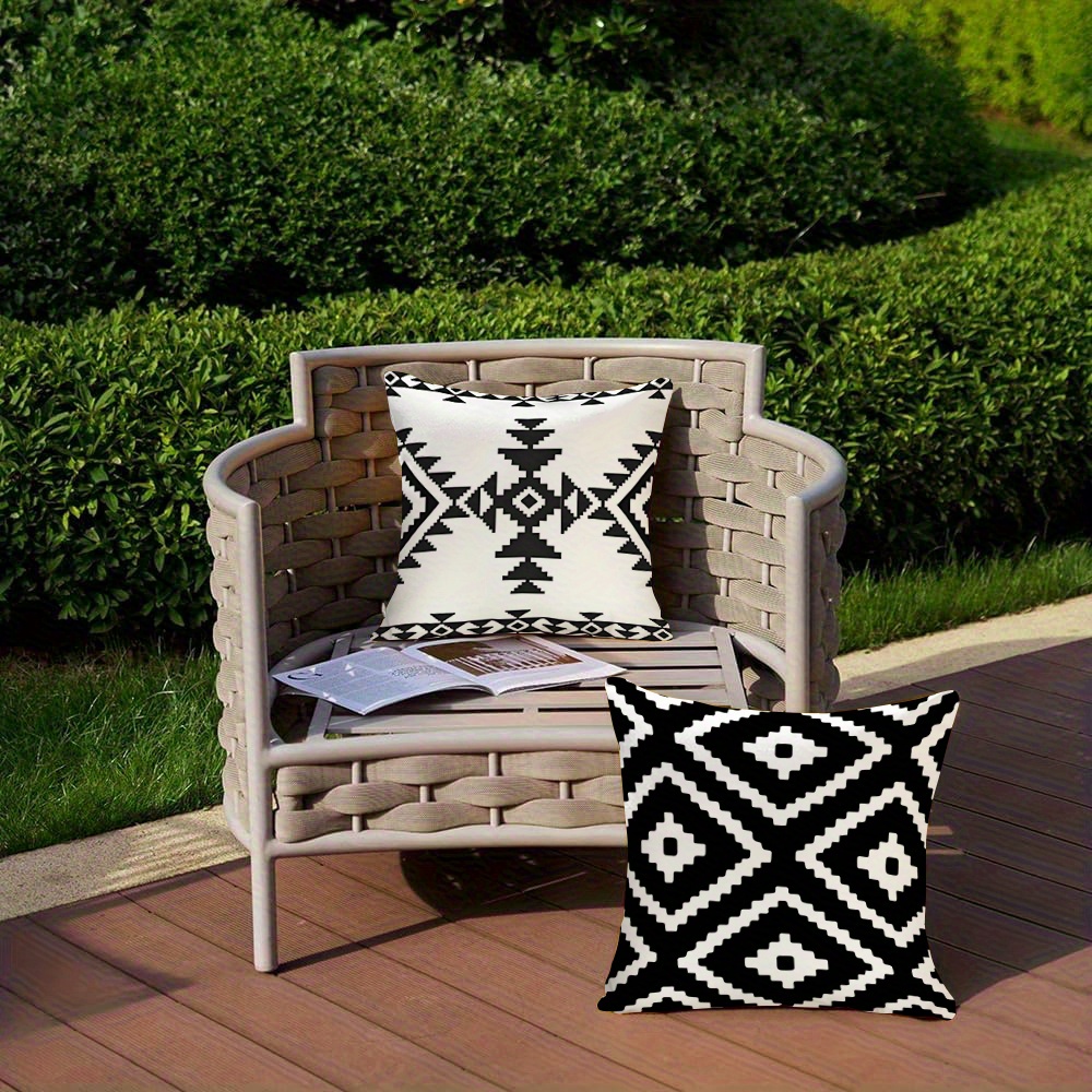 4pcs outdoor white geometric pillow covers Temu Morocco