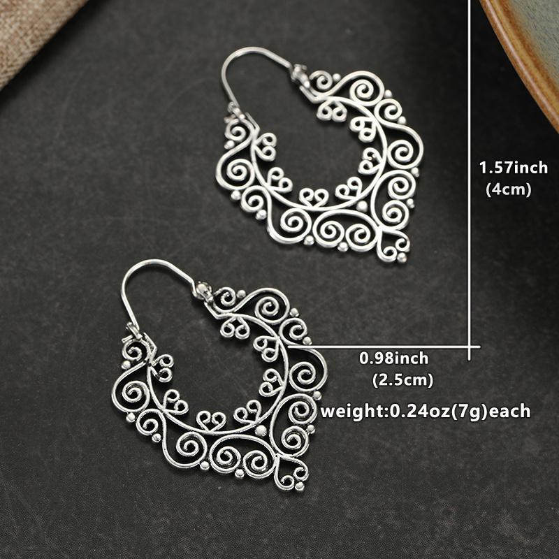Women's Retro Hollow Scroll-patterned Large Pendant Teardrop Earrings