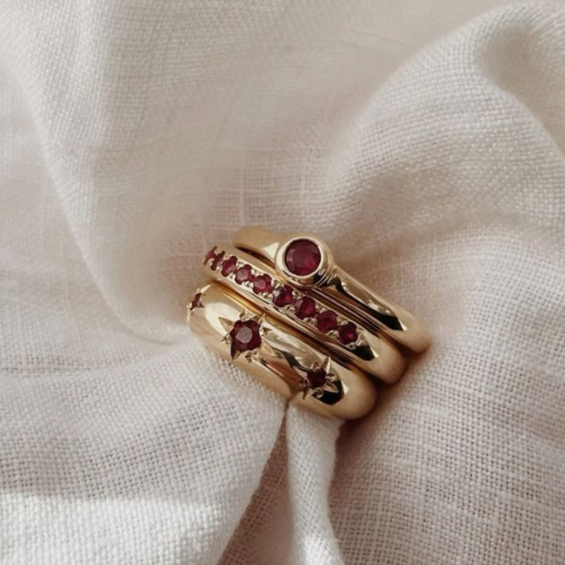 TEMU 3pcs/set Elegant Stacking Rings Set, Shining Red Synthetic Synthetic Zirconia, Daily Wear & Special Occasions, Vintage Style Jewelry Unisex Ring