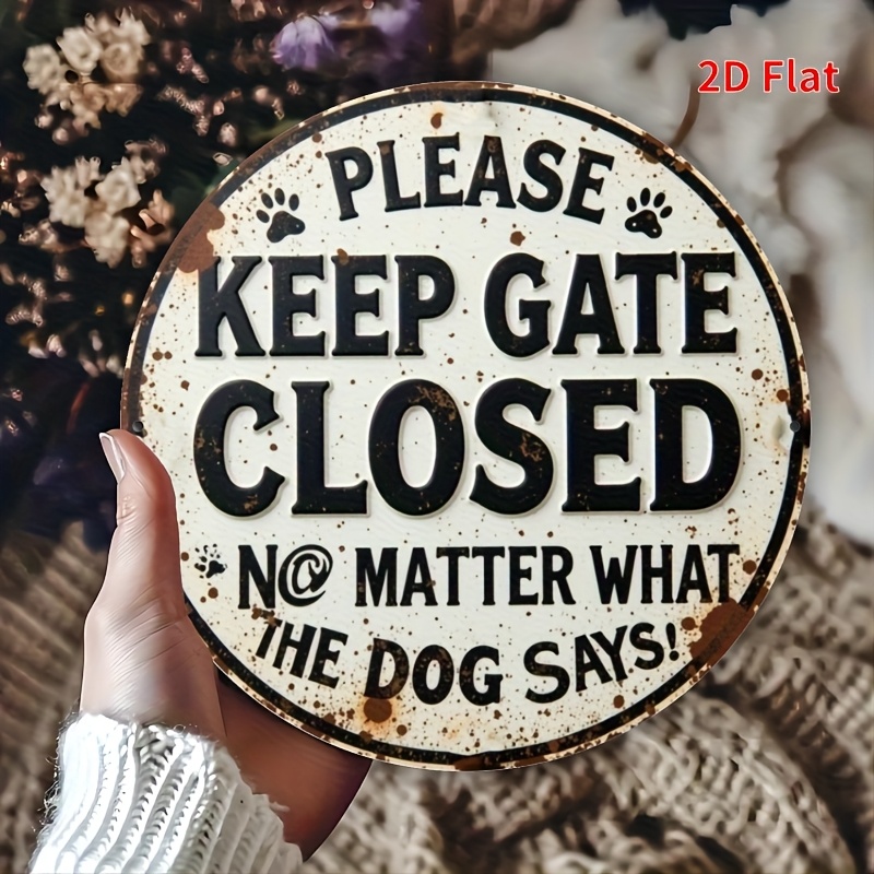 TEMU 2d Flat, 1pc, " What The Dog Says, Please Keep The Door Closed," 5.8x5.8 Inch Round Wooden Sign, Wrought Wall Decor, Decorative Plaque, Perfect
