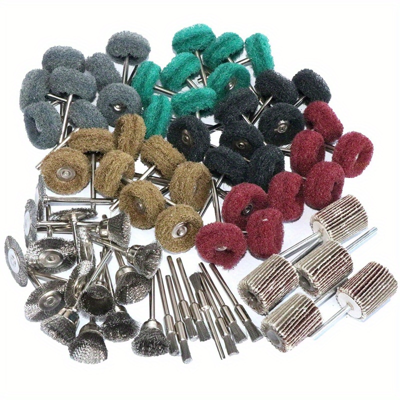 TEMU 69pcs Buffing Wheel Abrasive Polishing Deburring Wheels Metal Polishing Kit Rotary Tool Accessories For Metal Polishing, Rusting Cleaning, Paint