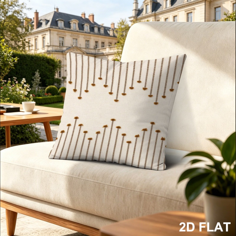 18x18 Inches Outdoor Patio Throw Pillow Cover, Delicate Vertical Striped Small Brown Motif Decorative Pillow Case, Great Spring Season Accent for Gardening, Perfect Housewarming & Holiday Gift for Family & Friend
