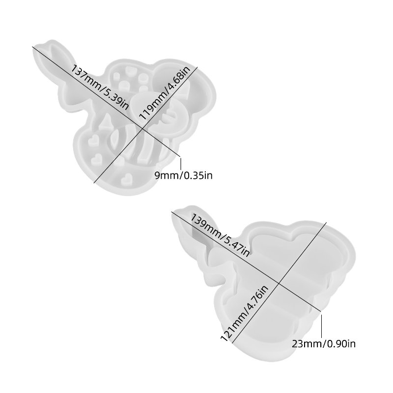 2pcs Easter Resin Plaster Cement Easter Hollow Colorful Rabbit Silhouette Mirror Silicone Mold Resin Liquid Casting Mold