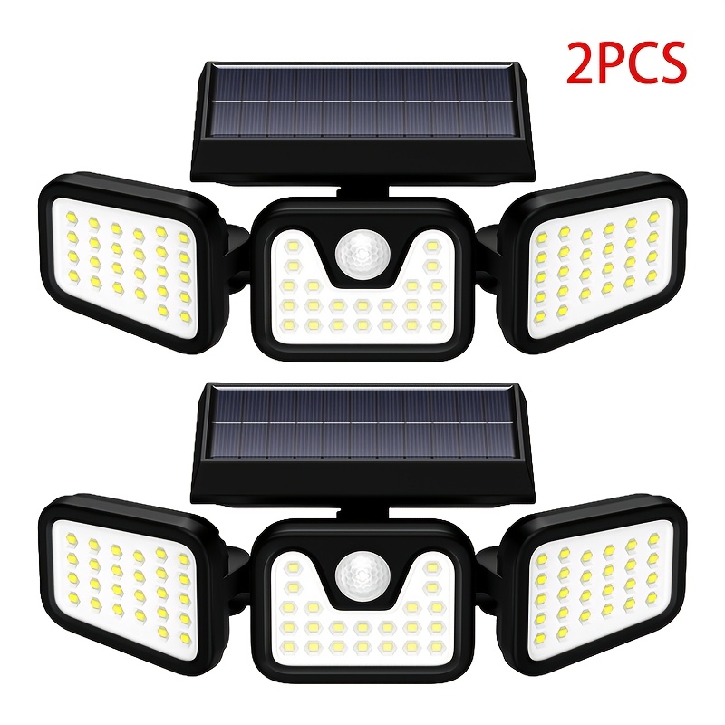 TEMU 2pcs Solar Outdoor Wall Lights, Outdoor Solar Multi-head Lighting Lamps, 74pcs Led Leds 270° Wide Angle Lighting, Motion Sensor, 3 Of Lighting,