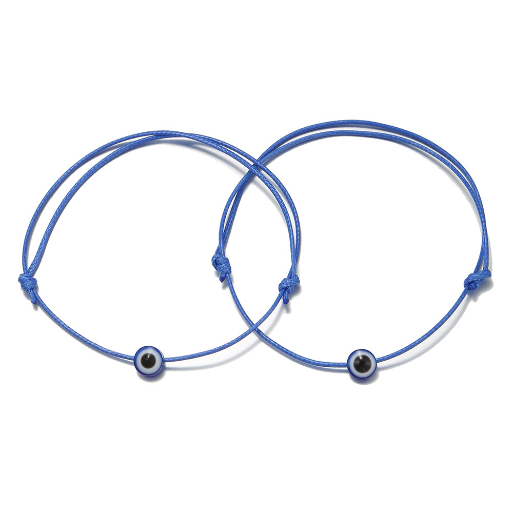 2pcs Retro Devil'S Eye Handwoven Rope Bracelet Set