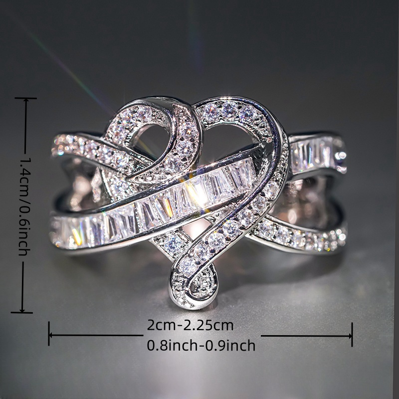 Heart-Shaped Zirconia Ring for Women