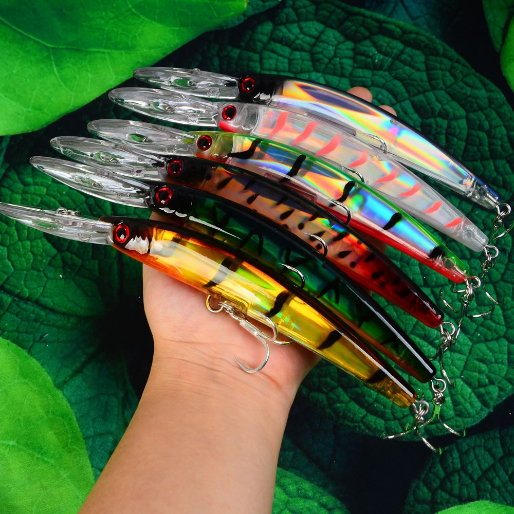 Image of 6pcs Lure Set For Saltwater Fishing, Including Minnow Topwater, Diving, And Deep-diving Lures For Boat Fishing Of Sea , Mackerel, And Tuna