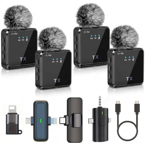 wireless lavalier microphone with with noise cancelling receiver in 1 suitable for podcasting streaming karaoke asmr video recording mini mic
