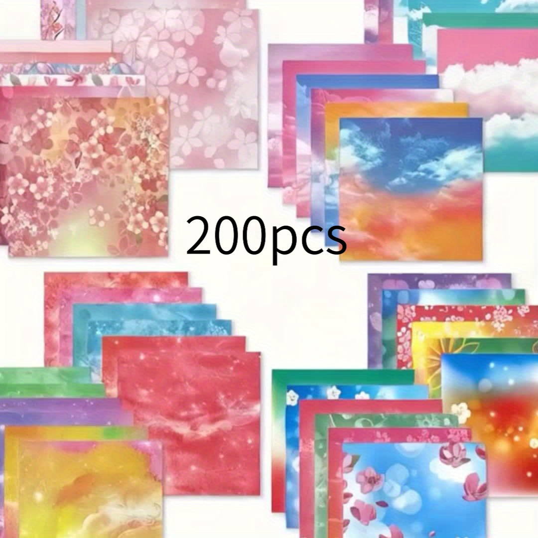 TEMU 200pcs, 15 X 15cm/5.9 X 5.9in, Handmade Origami Kit, Random 1 Design, 12 Vibrant Colors Each Style, Double-sided Printing, Traditional Patterns,