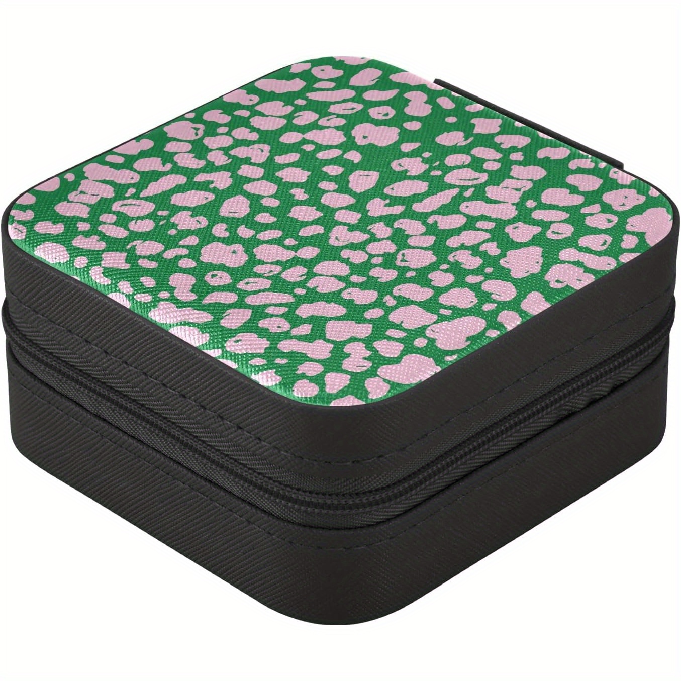   pink   travel mini jewelry box portable pu leather organizer case storage necklace earrings rings bracelet jewelry rolls clutch bag for women   black jewelry boxes Product details 2