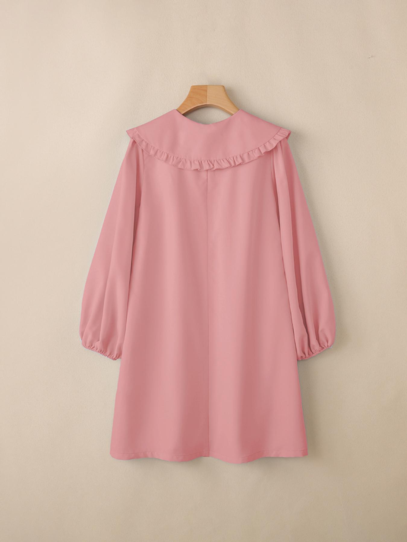 pink baggy dress Womens Baggy Midi Dress Pullover Summer Casual Loose Fit Dresses for Women Crew Neck Plus Size Dress with Pockets (Small, Pink)