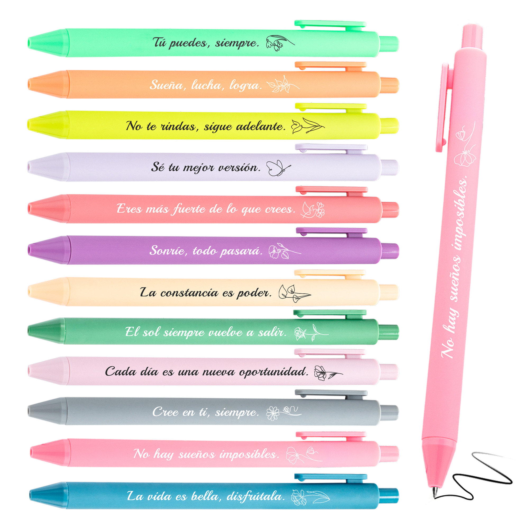 12 bolígrafos  , impresos con   de   en español -   - regalos de   para personal, enfermeras voluntarias, profesores,  , team building, jubilación - regalo de acción de  /navidad