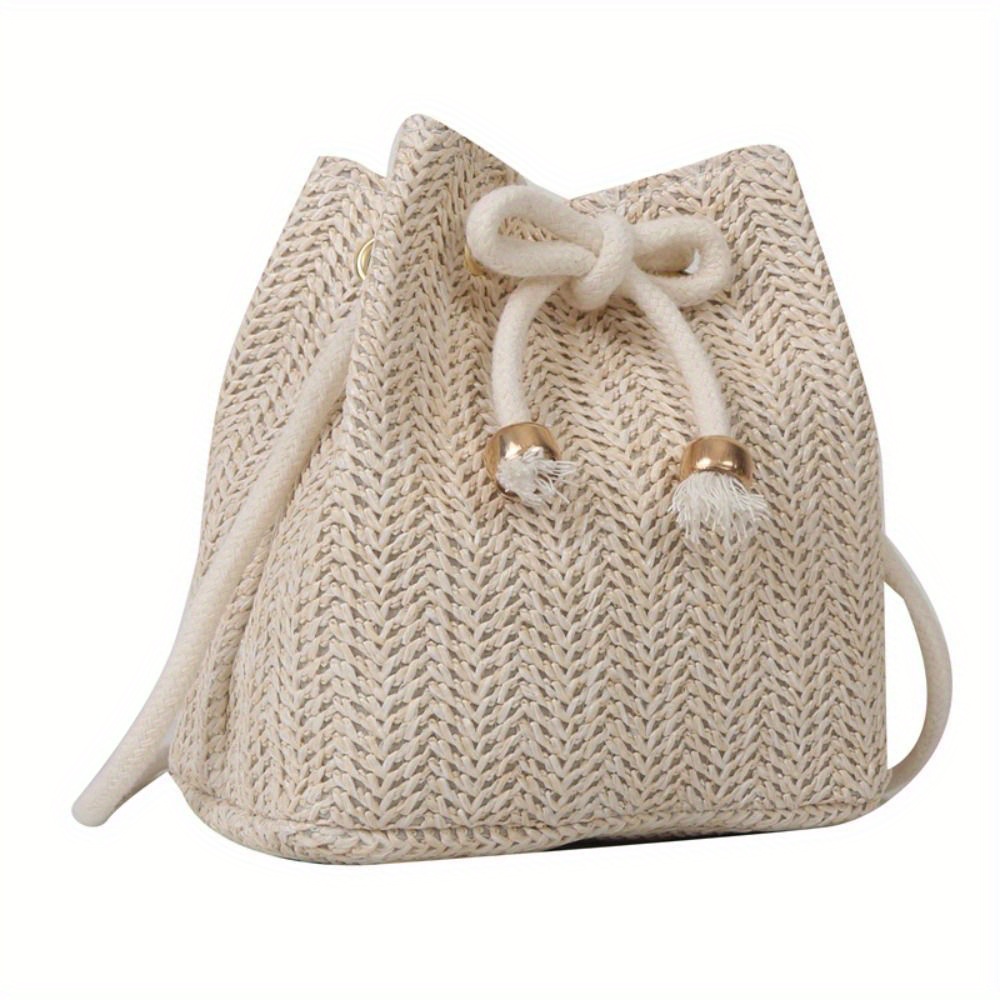 E-shop 1 Stück Gewebte Stroh Damen Handtasche Große Kapazität Achseltasche Bequeme Umhängetasche Messenger Bag Damen