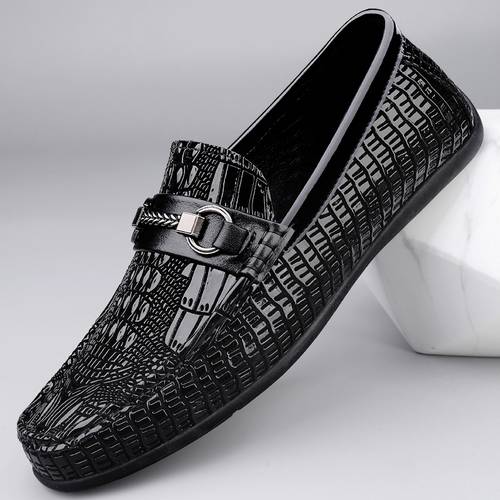 high quality autumn and winter loafers new mens lace shoes in large sizes fashion trendy slip resistant shoes versatile flat soft soled footwear