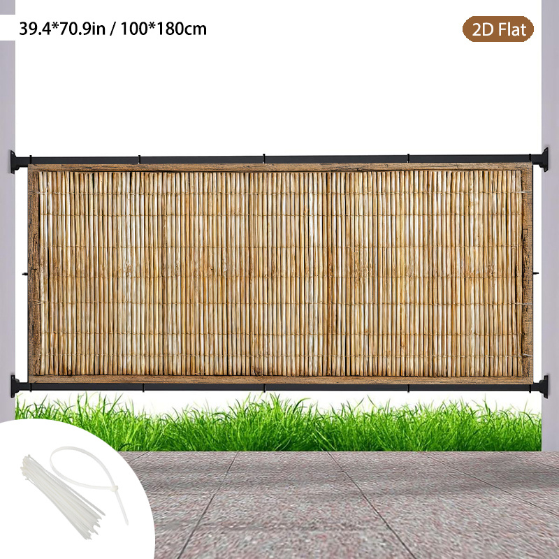 [2D Flach] 2D Flach *. Balkon-Sichtschutz, dekorativer * inklusive  Befestigungsbnder fr einfache Installation, Sichtschutzvorhang mit  Bambusflecht-Textur, winddicht, filtert Sonnenlicht * fr ...