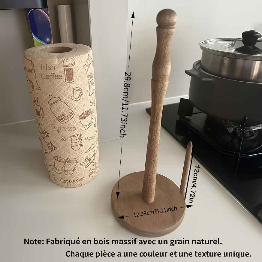 TEMU Organisateur de tiroir de cuisine 1 pièce, Porte-papier toilette en bois, Organisateur de film transparent, Porte-rouleau de papier vertical,