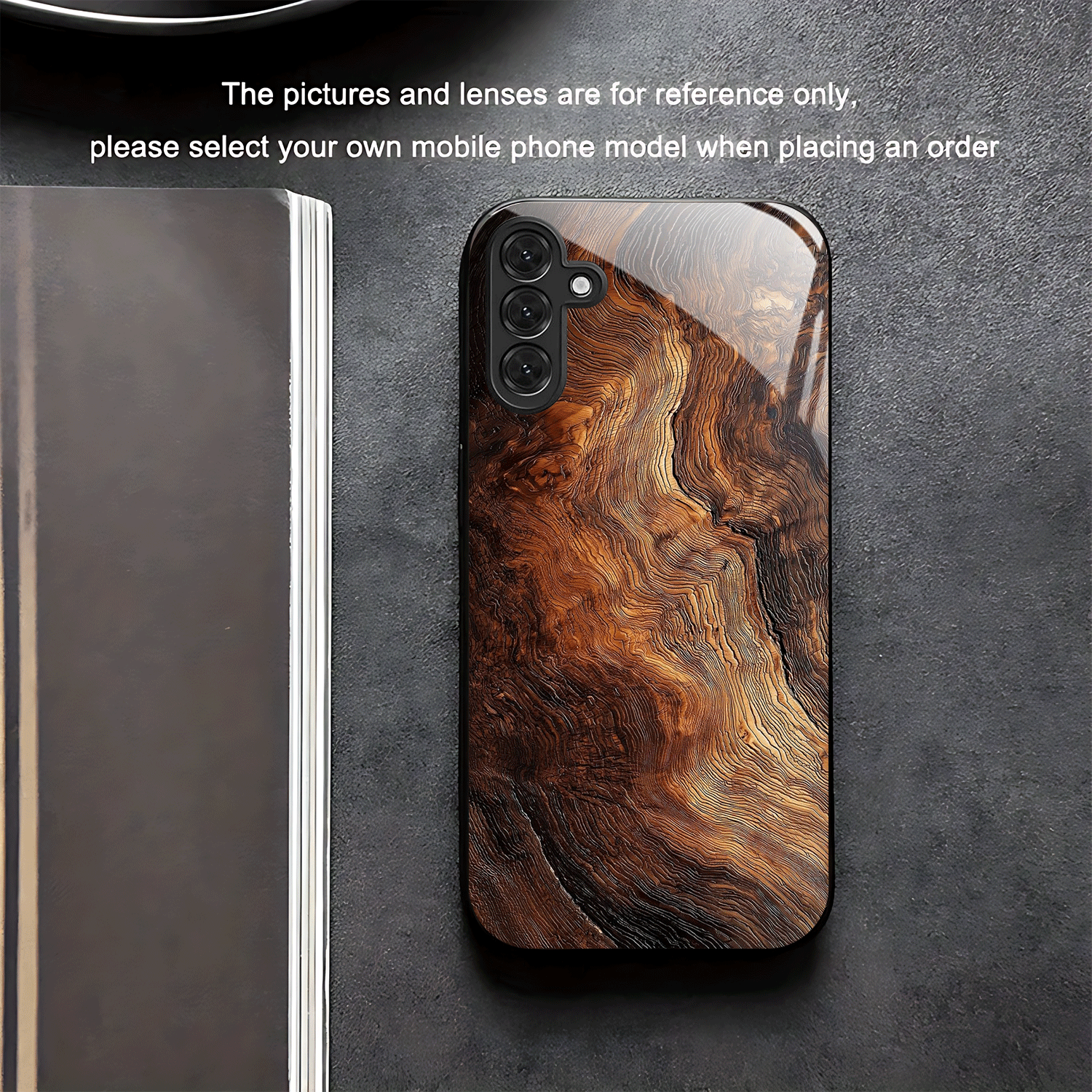TEMU Phone Case: Black Matte Phone Case With Brown Vein Texture Pattern, Suitable For Galaxy A51/a52/a53 5g/a54/a55/a56/a71/a72/a73/note 10/note 20