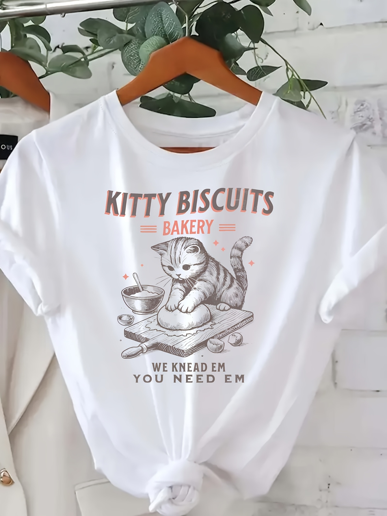 cute biscuit maker cat black casual short sleeve with cookie