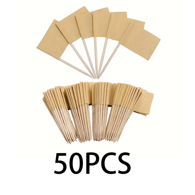 Image of 50pcs Elegant & Brown Toothpick Flags | Cupcake Toppers, Food Labels, Cocktail Picks, Cheese Labels, Appetizer Buffet, Charcuterie Board