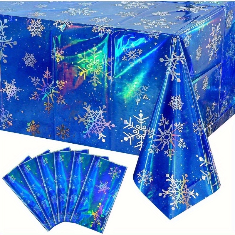 TEMU 3pcs Tablecloth Winter Snowflake, Winter Tablecloth, Winter Table Cloth, Winter Table Setting, Seasonal Table Decor, Festive Table Cover,