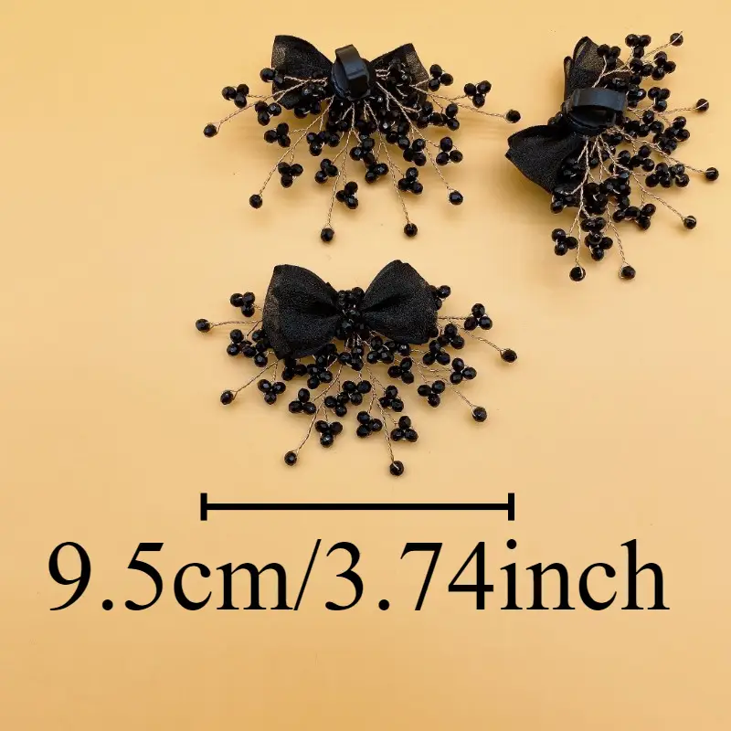 2pcs new beaded shoe charms floral hair accessories black - Temu 2pcs new beaded shoe charms floral hair accessories black - Temu
