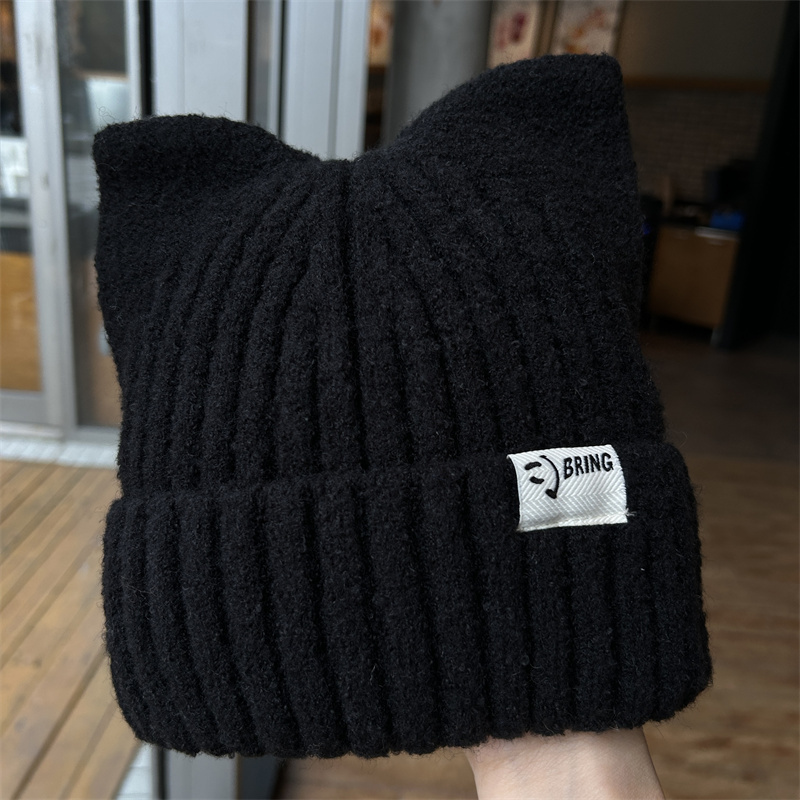 

Cute Cat Ear Beanie Hat, Autumn And Warm Ear Protection Hat, Soft Knitted Hat