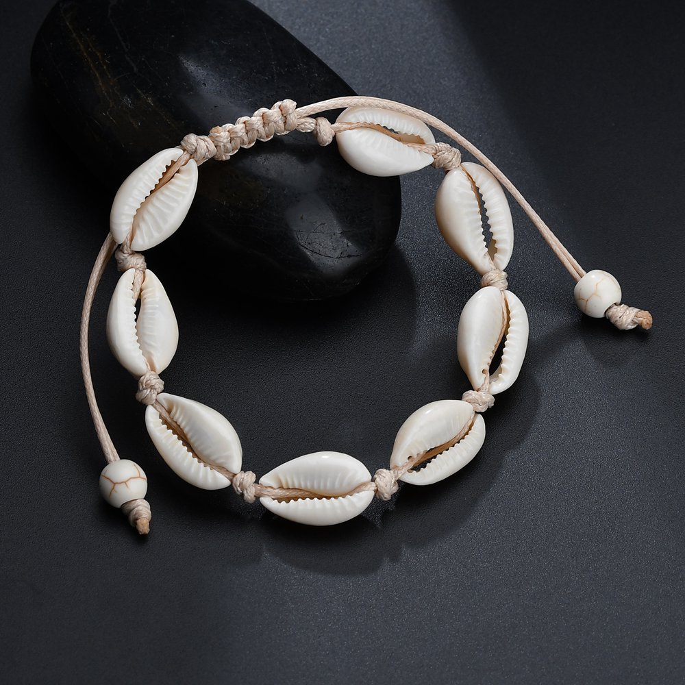 Women's Bohemian Shell & Rope Bracelet, Adjustable