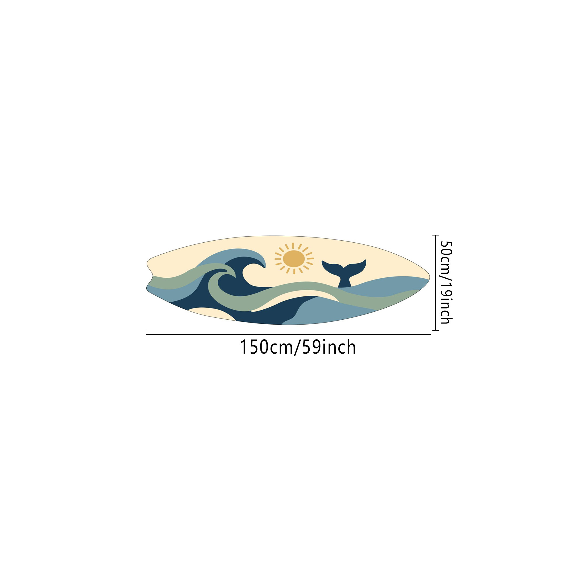 TEMU Alfombra antideslizante de pelo corto con base de terciopelo punteado, estilo Ins con forma de tabla de surf, alfombra única con forma de tabla