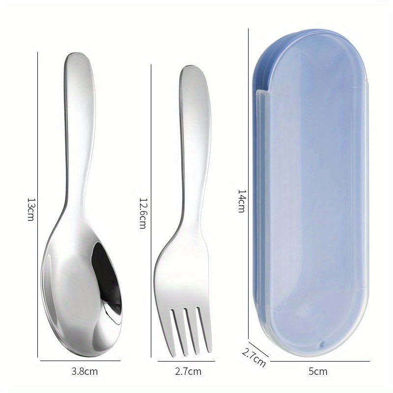portable cutlery set with storage box fruit fork cake spoons stainless steel   kit for travel camping kitchen tableware Product details 0