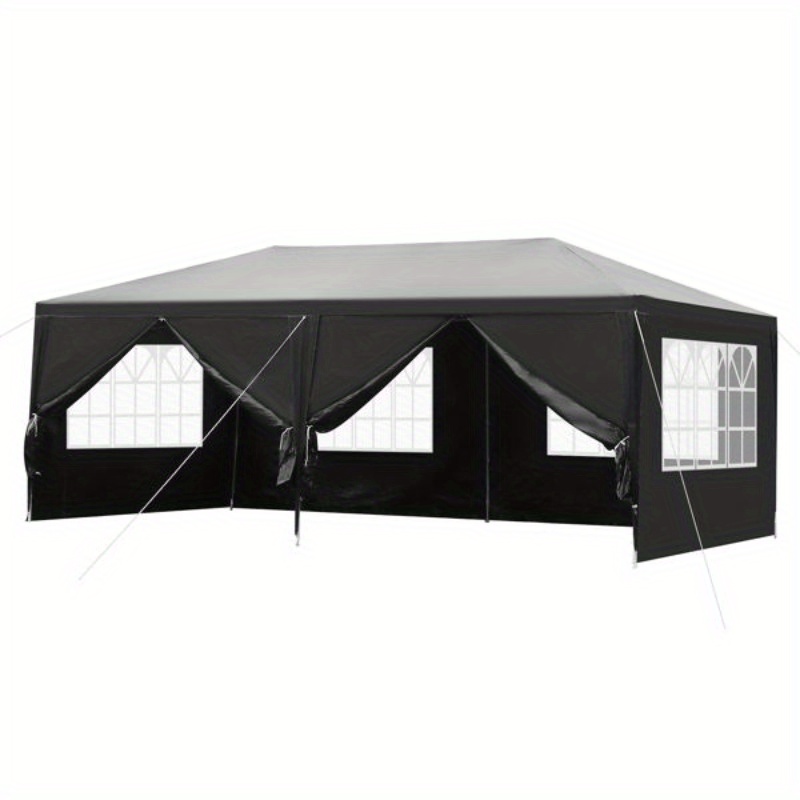 10'x20' Outdoor Party Tent with 6 Removable Sidewalls - Heavy-Duty Canopy Gazebo, High Quality Event Tent with Easy Setup, for Weddings, Parties, Markets, Markets - Black, Tents for Outside Party, Wedding Shelter, Sturdy Rope Support, Reinforced Frame, Market Vendors, Patio Shelter, Durable Construction, Weatherresistant Material, Market Stall Owners
