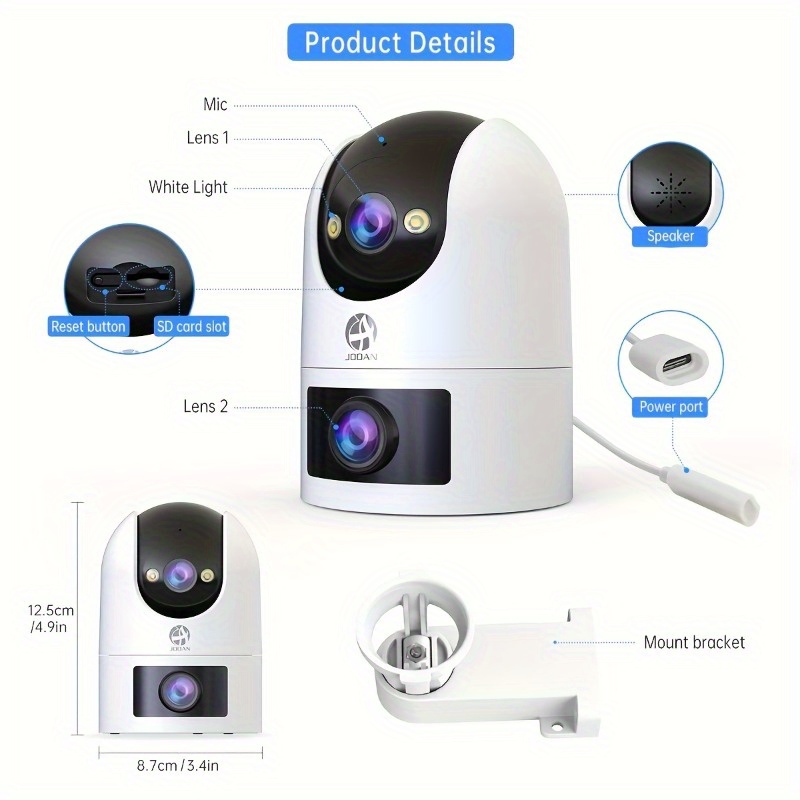 [JOOAN] 360° Panoramic Dual-Lens Camera | No-Dead-Angle Dual-Lens Shooting And 1296P Full HD Picture | Electronic Fence And Sound Detection with Automatic Tracking | Day And Night Full-Color with 5G Dual-Band Wifi Connectivity | AP Hotspot Offline M