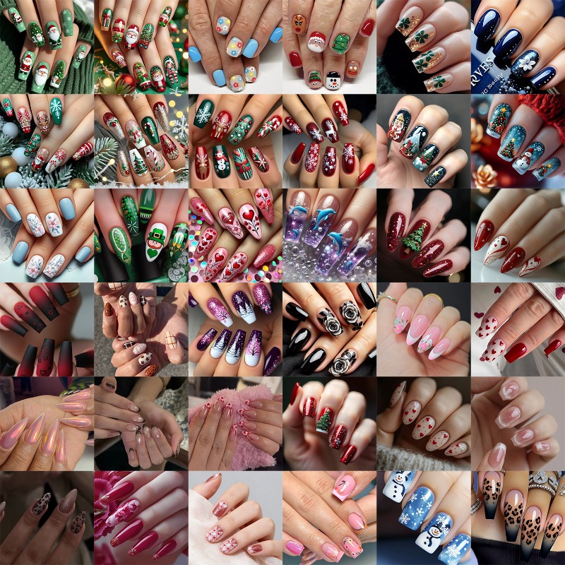 TEMU Mixed Styles 96pcs Press On Nails Set Over 3000 Styles Short Medium Lengths, Almond Square Tips Glossy Gel Polish In Pastel, Neon, Glitter,