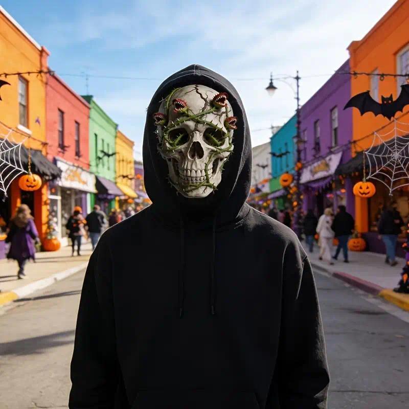 Carnivorous Plant Vine 3D-Printed Skull Mask for Halloween