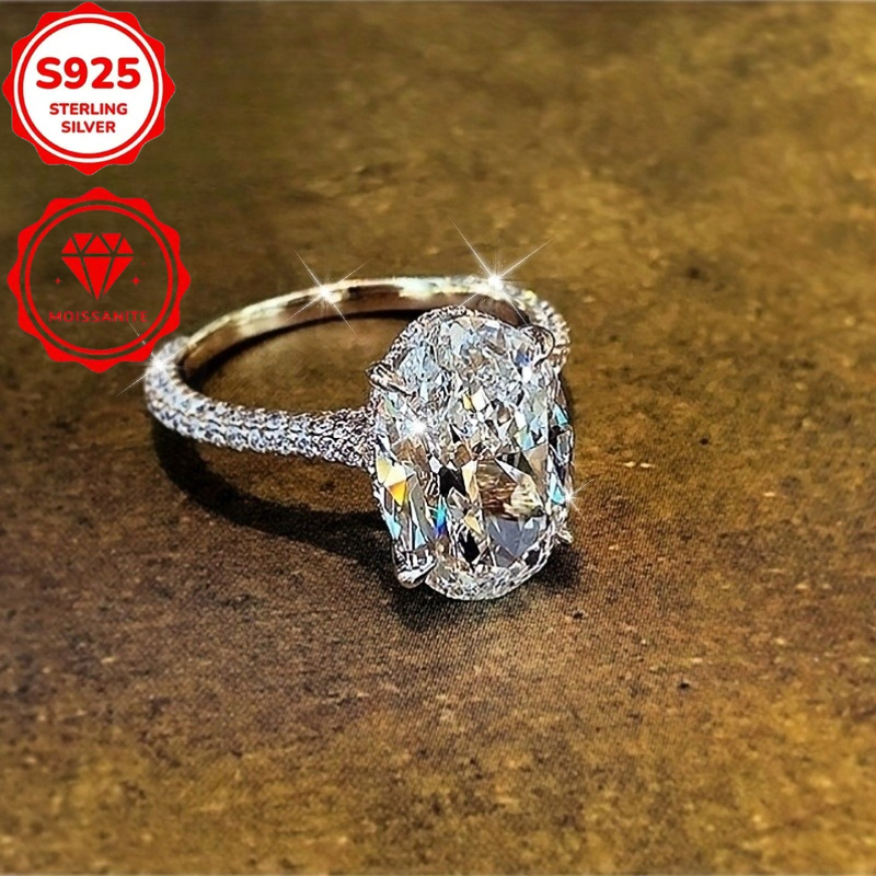 TEMU This Simple And Stylish Large Moissanite Is As New Snow, Designed Specifically For Elegant Women. Made Of 925 Sterling Silvery, As A Gift To